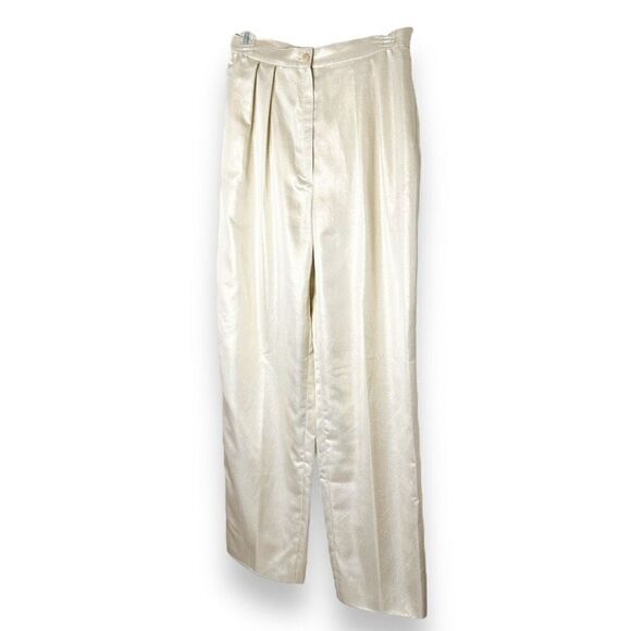 Ungaro Champagne Sparkle High Waisted 80s Vintage Pants Italian Vintage Size 10 - Picture 2 of 9